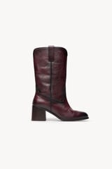 Hoss Intropia Nadia. Bota de pele com bordado de flores Vermelho