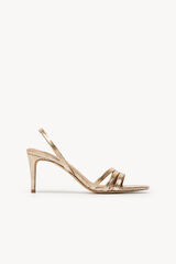 Hoss Intropia Mireia. Sandalias de piel grabada con tac&oacute;n Dorado