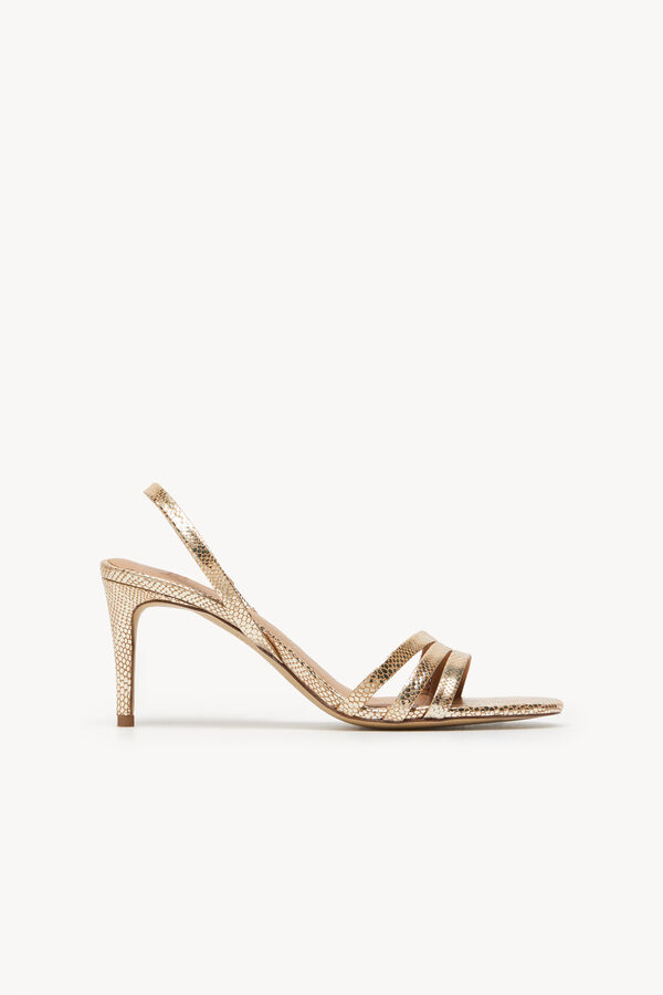 Hoss Intropia Mireia. Sandalias de piel grabada con tac&oacute;n Dorado