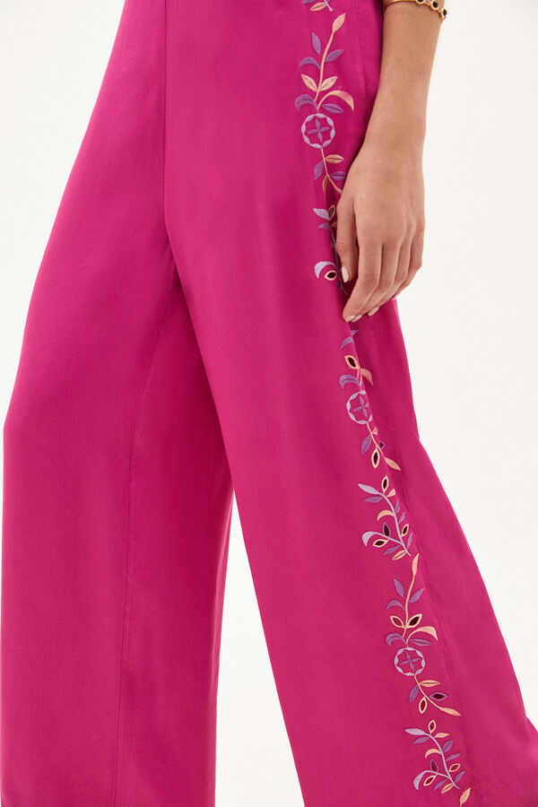 Hoss Intropia Araceli. Pantal&oacute;n fluido bordado Rosa