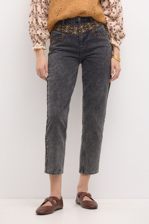 Hoss Intropia Omelia. Mom jeans com bordado Cinzento