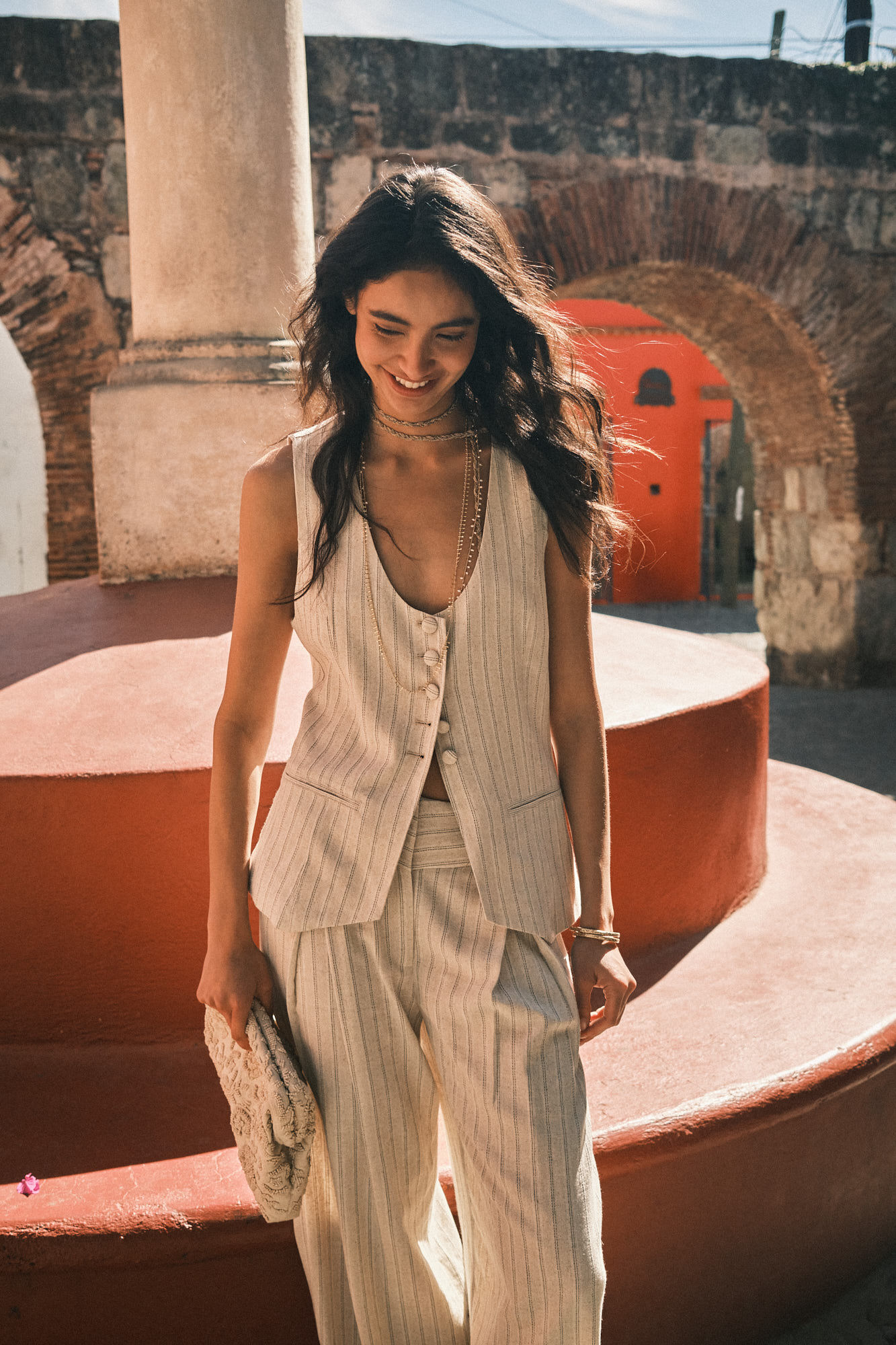 Hoss Intropia Enri. Chaleco rayas lurex