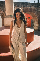 Hoss Intropia Enri. Chaleco rayas lurex Gris