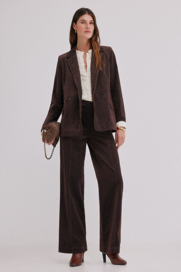 Hoss Intropia Esther. Blazer de veludo cotel&ecirc; Castanho