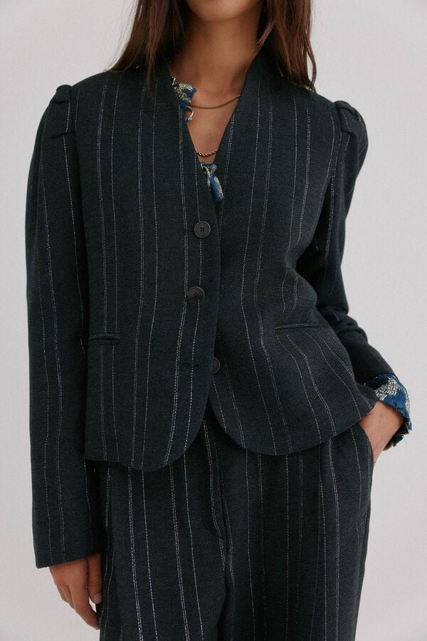 Hoss Intropia Estela. Blazer a rayas Gris oscuro