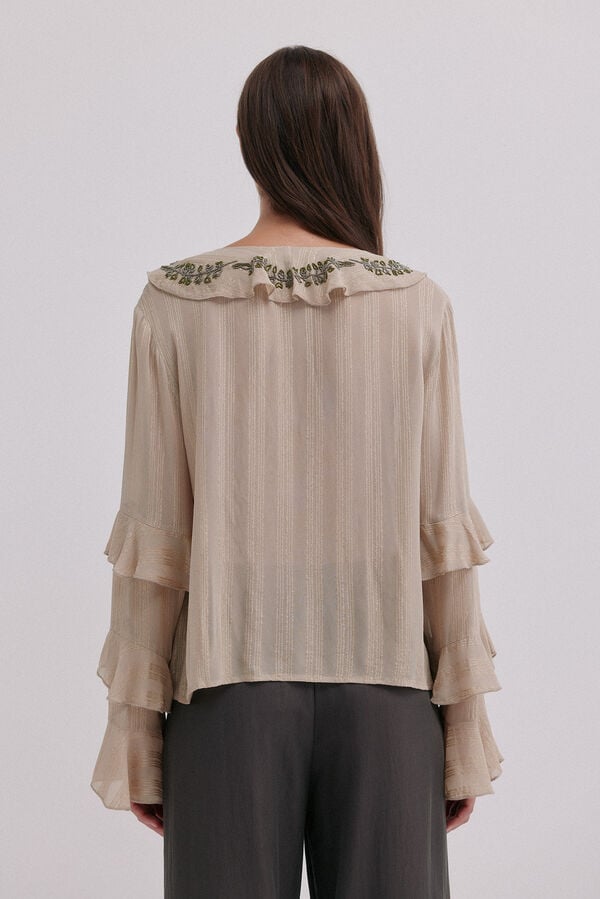 Hoss Intropia Clotilde. Blusa rom&acirc;ntica Beige