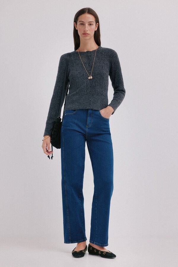 Hoss Intropia In&eacute;s. C&aacute;rdigan calado Gris