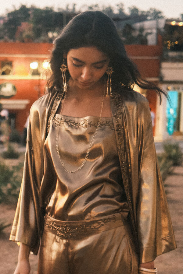 Hoss Intropia Camelia. Top lingerie dourado Dourado