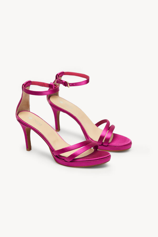 Hoss Intropia Nina. Sandalias de raso con tac&oacute;n Naranja