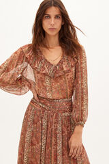 Hoss Intropia Nerea. Blusa fluida estampada Marron