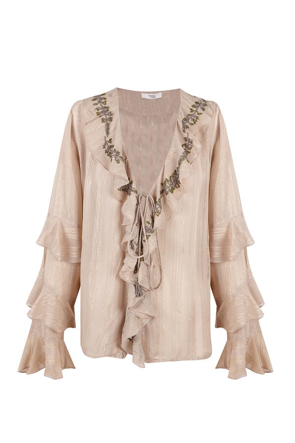 Hoss Intropia Clotilde. Blusa rom&acirc;ntica Beige