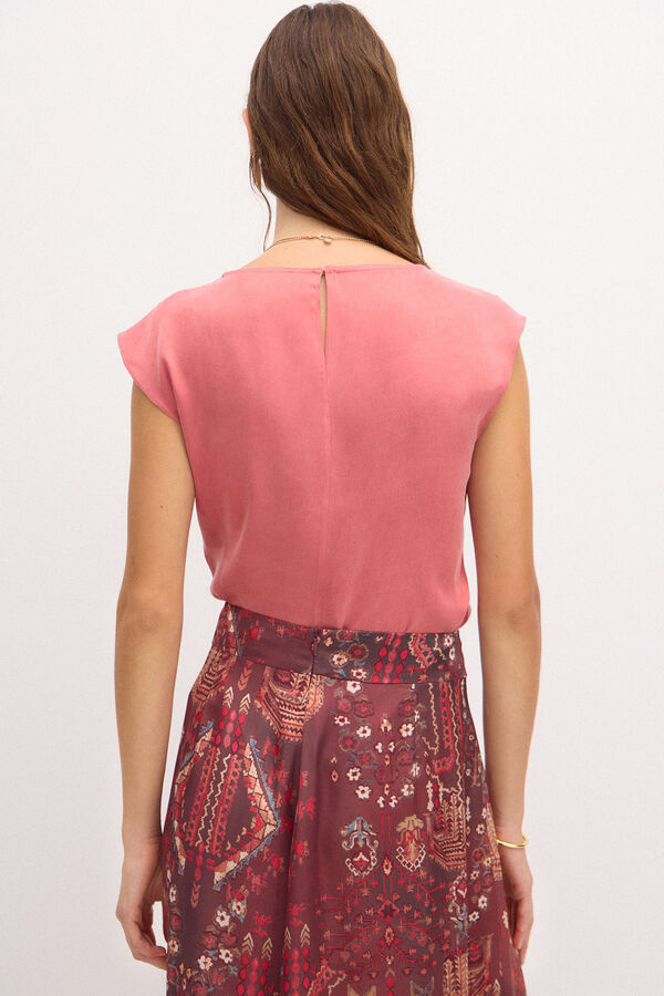 Hoss Intropia Carmen. Top tencel drapeado Coral