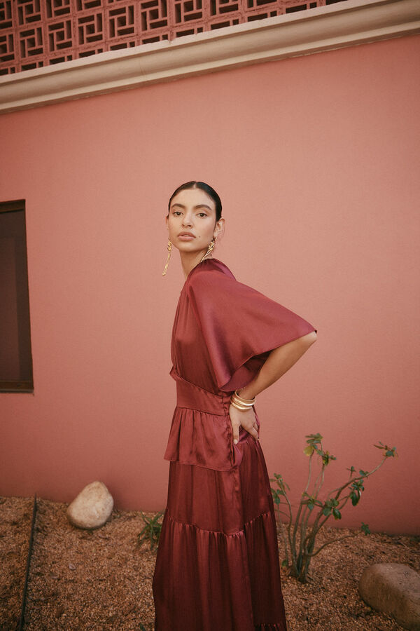 Hoss Intropia Ariadna. Vestido fluido paneles rojo