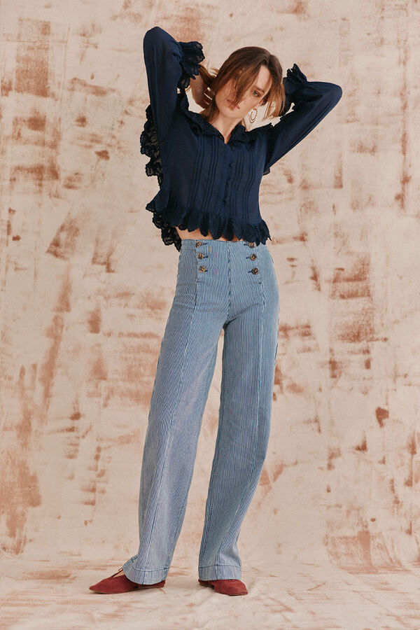 Hoss Intropia Caroline. Blusa com gola. Azul