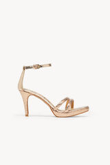 Hoss Intropia Nina. Sandalias de raso con tac&oacute;n Amarillo