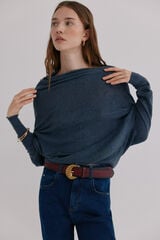 Hoss Intropia Nica. Jersey escote asim&eacute;trico Azul