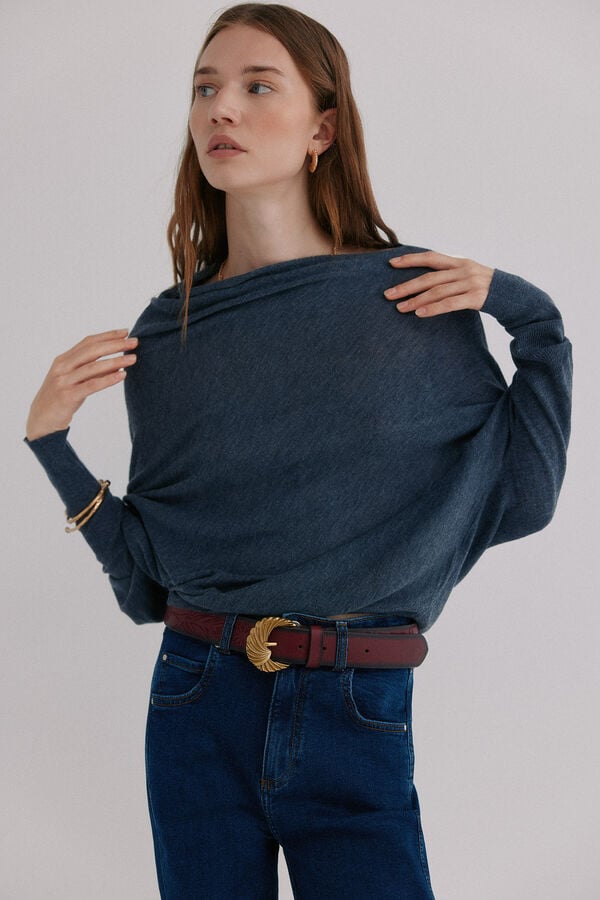 Hoss Intropia Nica. Jersey escote asim&eacute;trico Azul