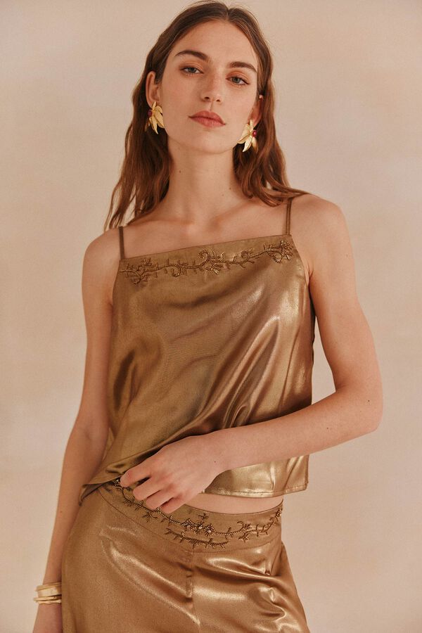 Hoss Intropia Camelia. Top lingerie dourado Dourado