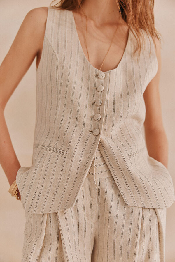 Hoss Intropia Enri. Chaleco rayas lurex Gris