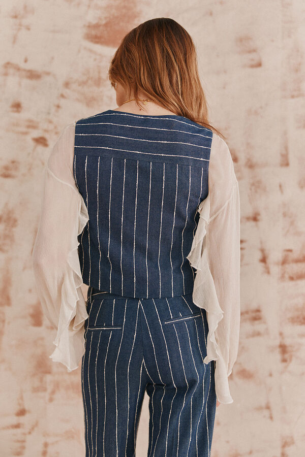 Hoss Intropia Elisa. Chaleco rayas. Azul marino