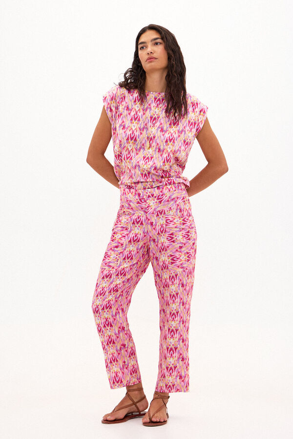 Hoss Intropia Paget. Pantal&oacute;n con lino estampado Multicolor