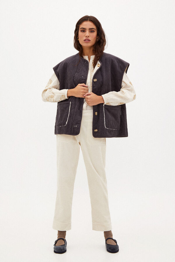 Hoss Intropia Abbie. Chaleco de pana reversible Gris