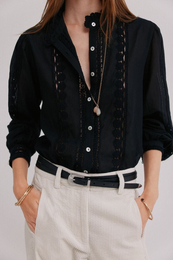 Hoss Intropia Celina. Blusa bordada Negro