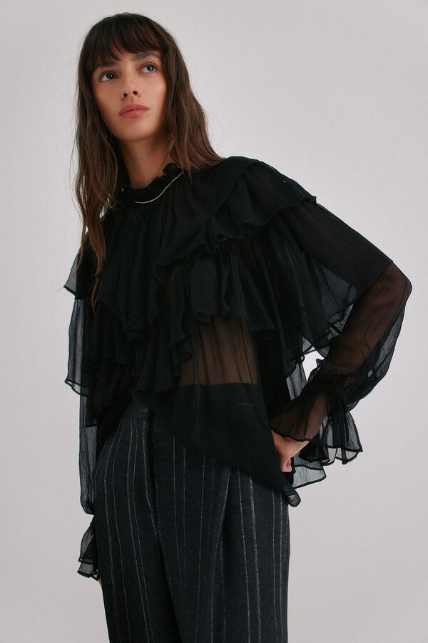 Hoss Intropia Giulia. Blusa rom&acirc;ntica Preto