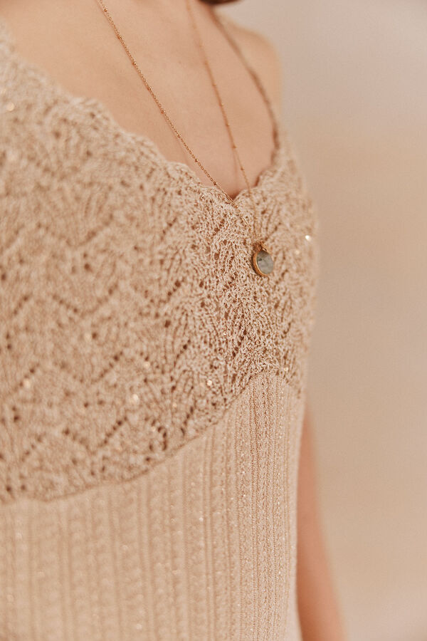 Hoss Intropia Nora. Vestido de al&ccedil;as em malha. Ecru