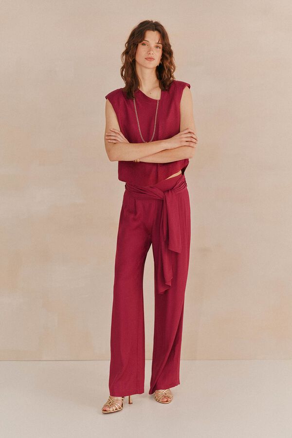 Hoss Intropia Paleana. Pantalones satinados Rosa