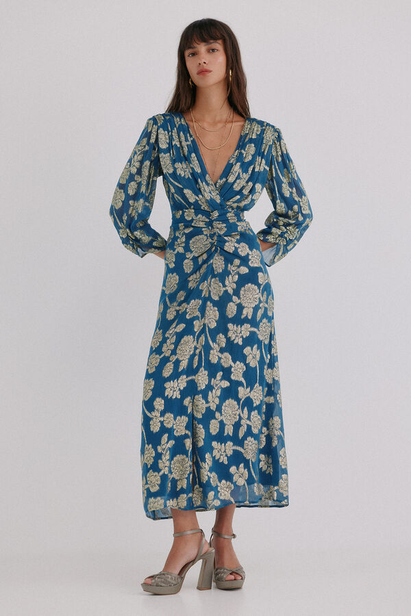 Hoss Intropia Amanda. Vestido jacquard Estampado azul