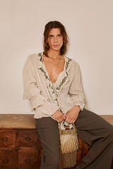 Hoss Intropia Clotilde. Blusa rom&acirc;ntica Beige