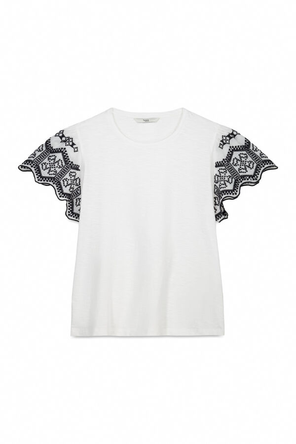 Hoss Intropia Monique. T-shirt bordada Ecru