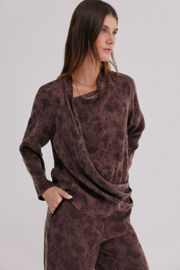 Hoss Intropia Blusa jacquard . Concha Castanho