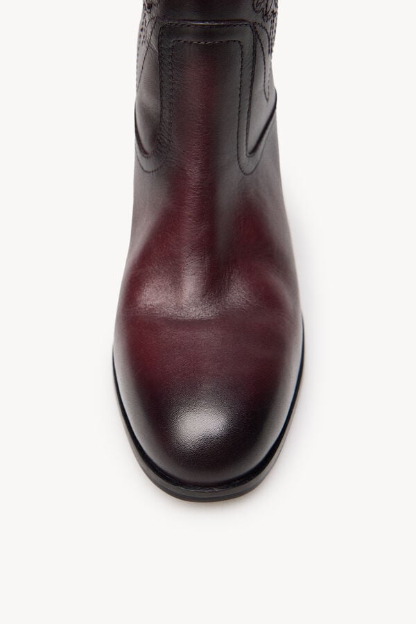 Hoss Intropia Nadia. Bota de pele com bordado de flores Vermelho