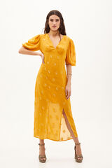 Hoss Intropia Leandra. Vestido midi con lurex Amarillo
