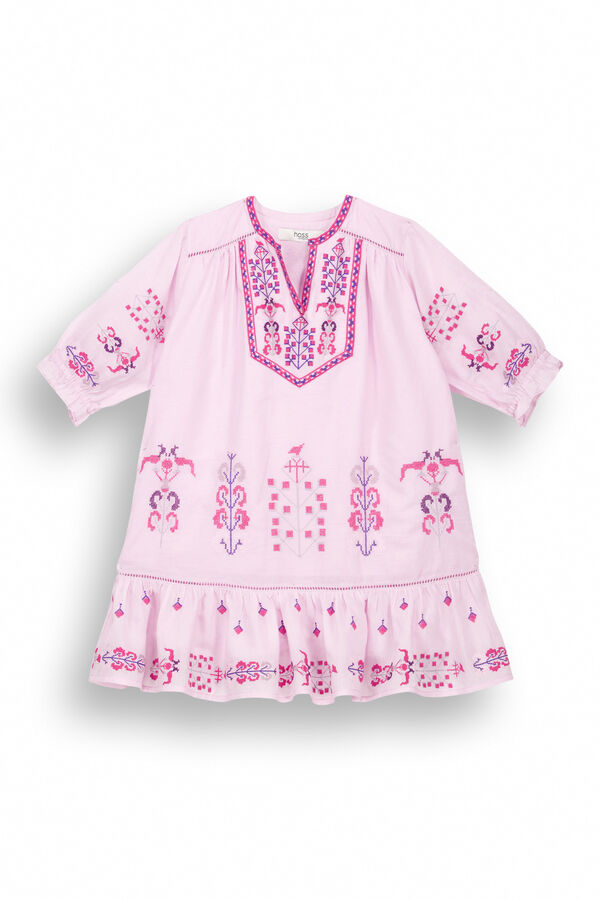 Hoss Intropia Vit&oacute;ria. Vestido de menina bordado. Subiu