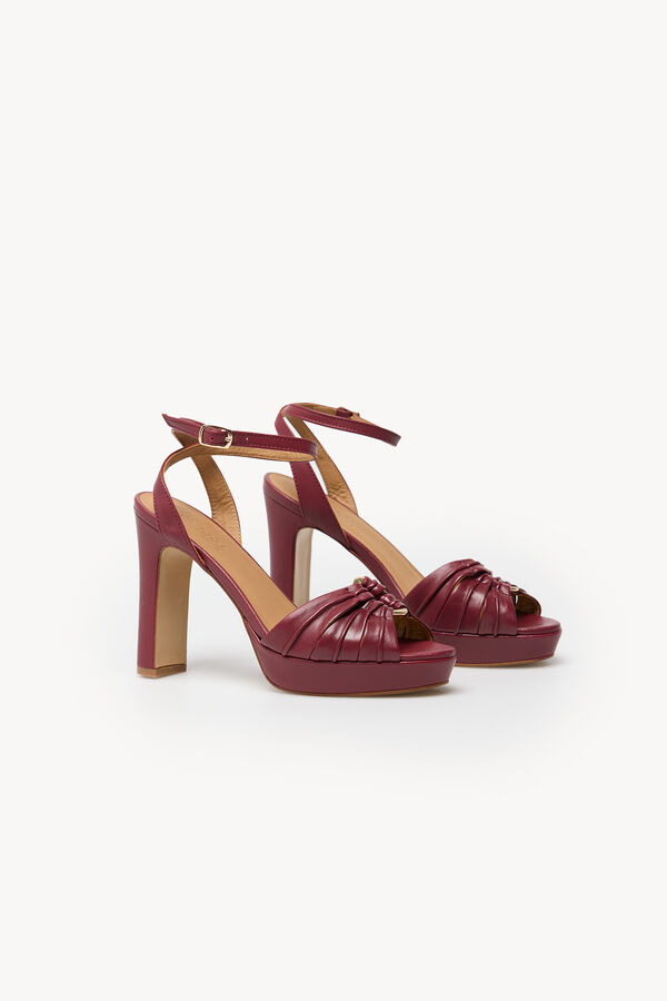 Hoss Intropia Marcela. Sandalia tac&oacute;n piel Granate
