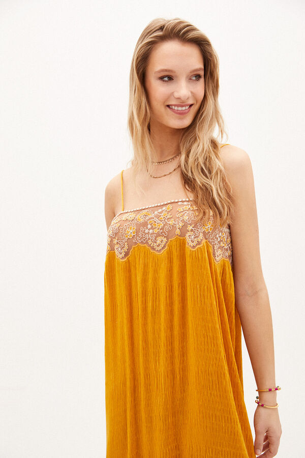 Hoss Intropia Edna. Vestido midi plissado Laranja