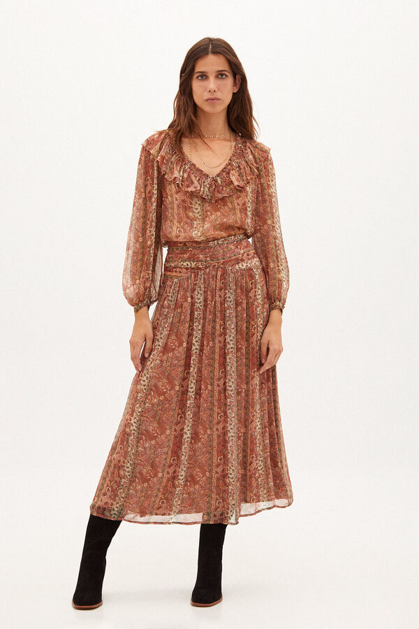 Hoss Intropia Nerea. Blusa fluida estampada Marron