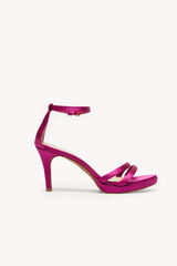 Hoss Intropia Nina. Sandalias de raso con tac&oacute;n Naranja