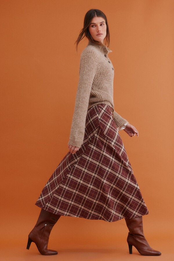 Hoss Intropia Ren&eacute;e. Falda a cuadros Estampado granate