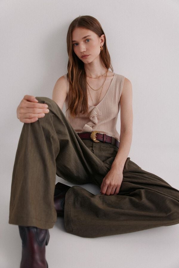 Hoss Intropia Nahia. Top com folho Beige