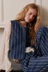 Hoss Intropia Elisa. Chaleco rayas. Azul marino