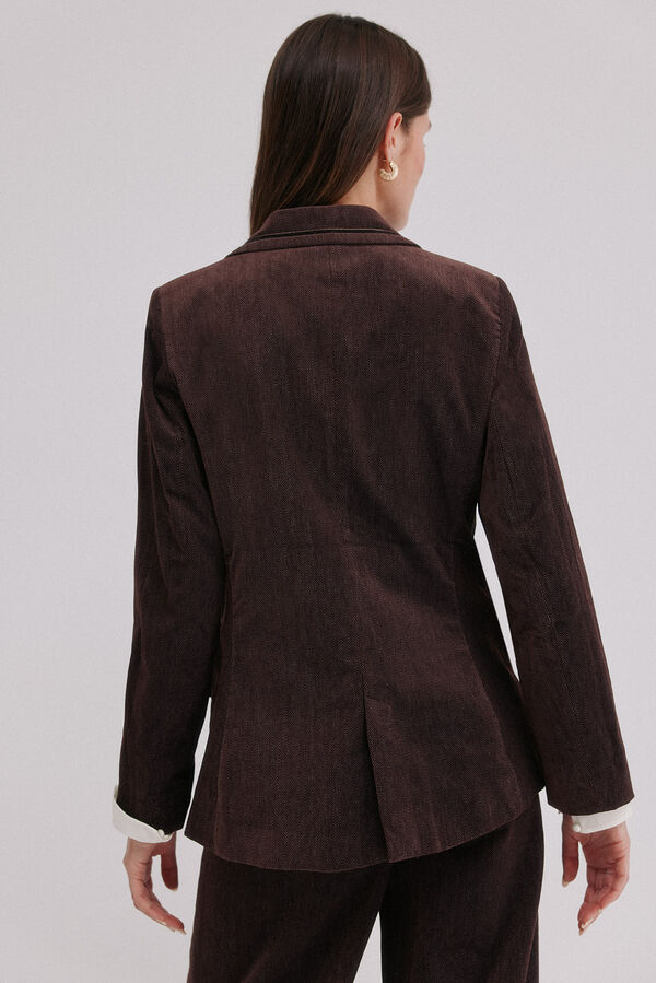 Hoss Intropia Esther. Blazer de veludo cotel&ecirc; Castanho