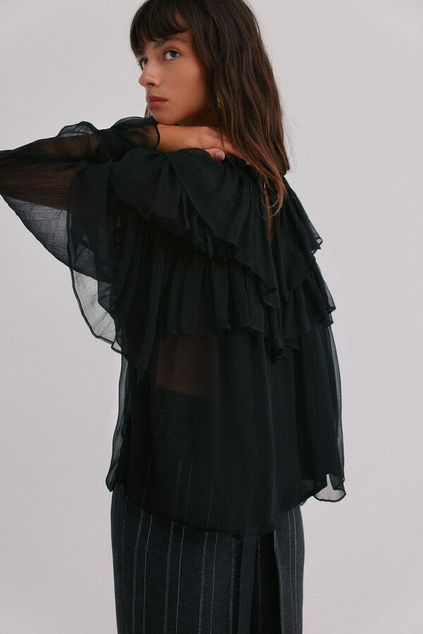 Hoss Intropia Giulia. Blusa rom&acirc;ntica Preto