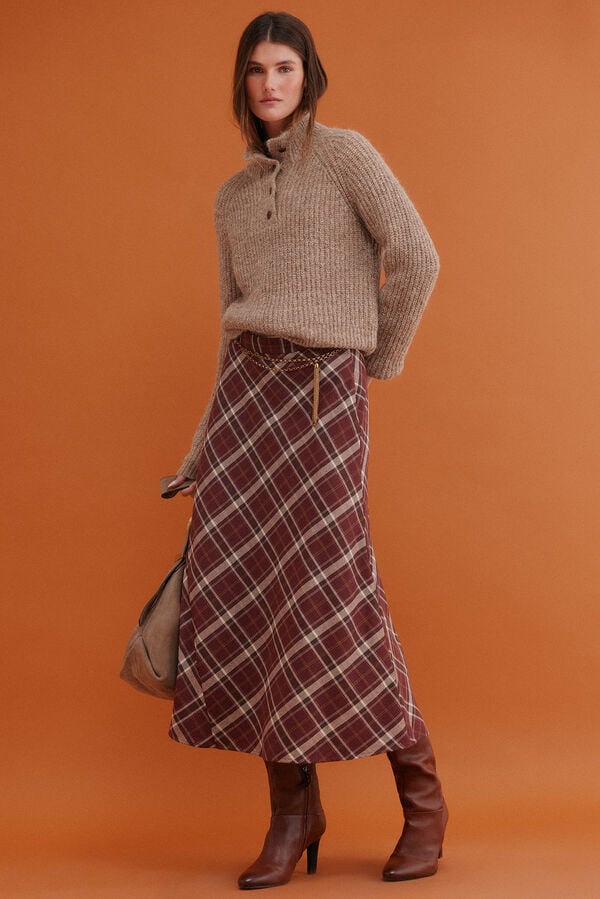 Hoss Intropia Ren&eacute;e. Falda a cuadros Estampado granate