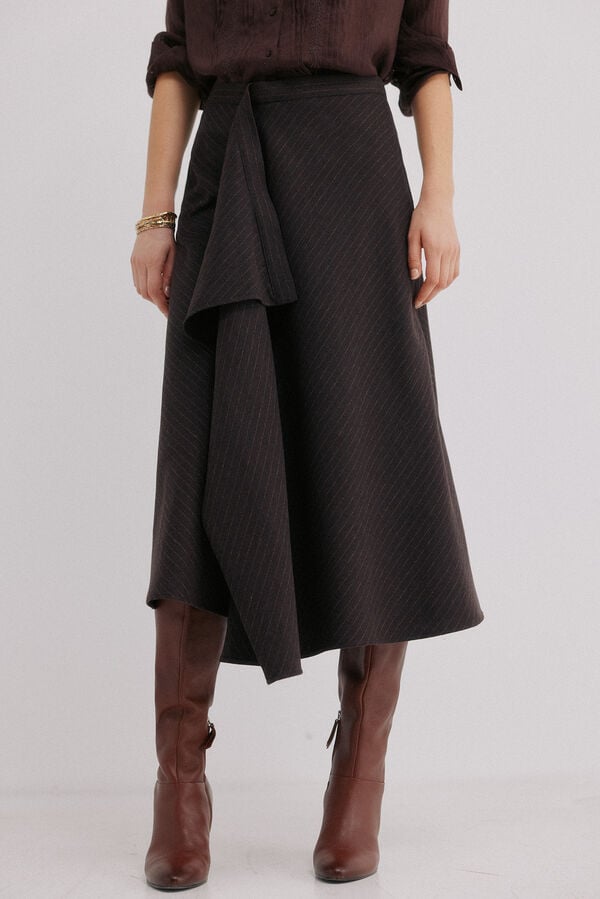 Hoss Intropia Rina. Falda a rayas Estampado Marron