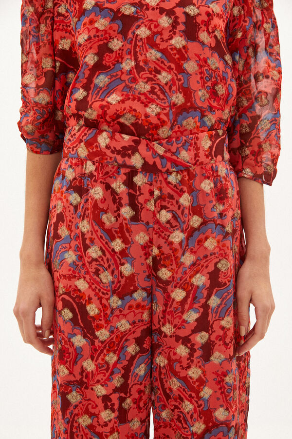 Hoss Intropia Joana. Pantal&oacute;n fluido estampado Estampado rojo