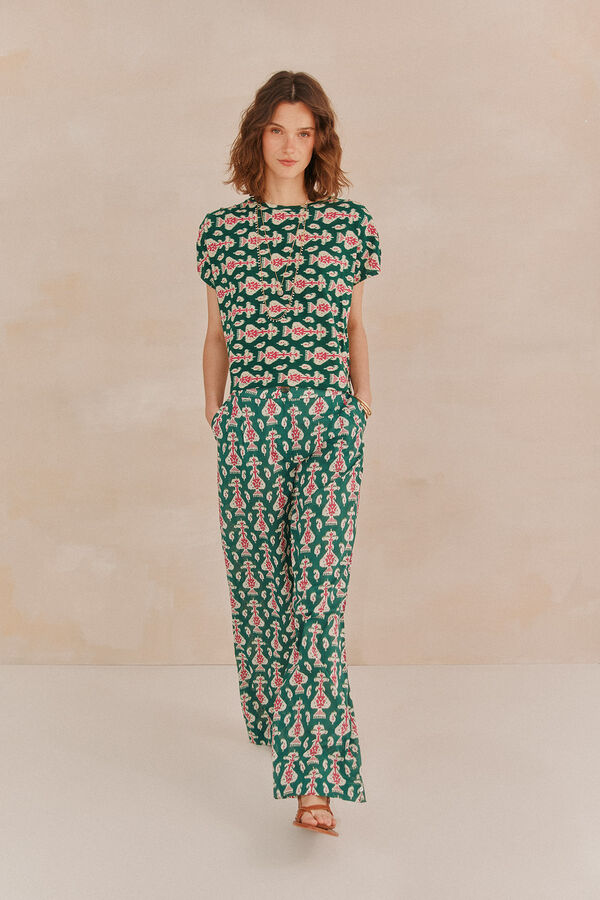 Hoss Intropia Paloma. Pantalón estampado ikat Estampado Verde